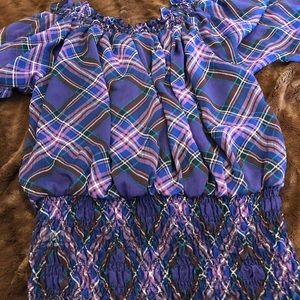 Simply French Purple Plaid Blouse Small.